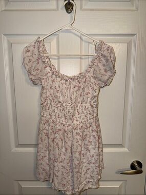 Hollister White Mini Dress with Pink Floral Print